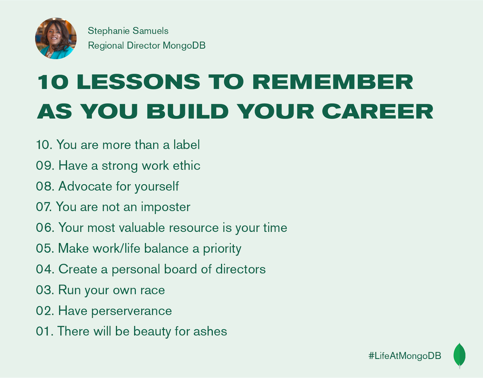 10 Lessons to remember as you build your career
